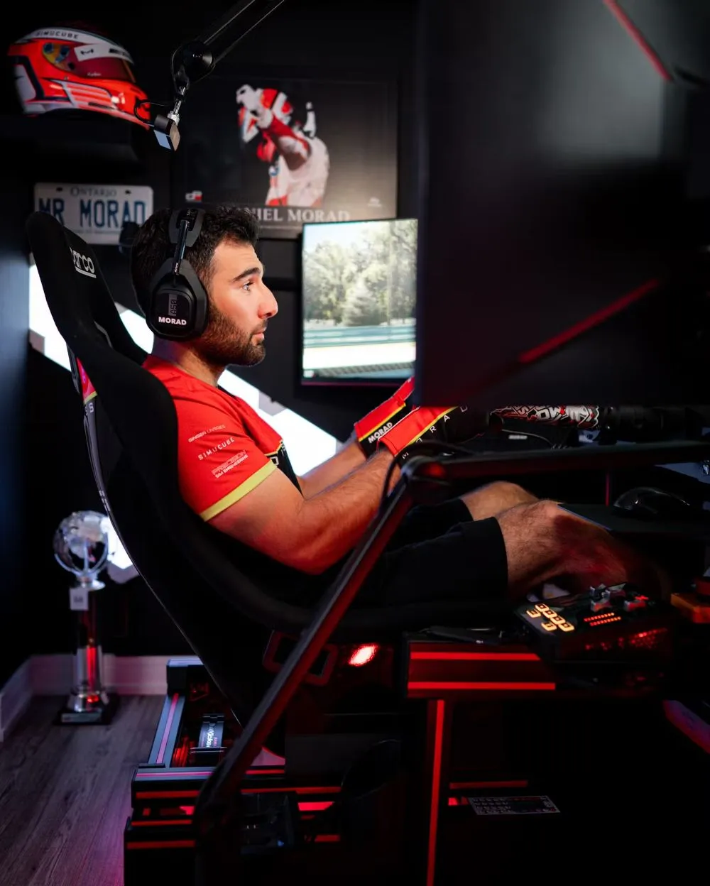 SimRacing Arena championship winner celebrating victory at competitive sim racing league